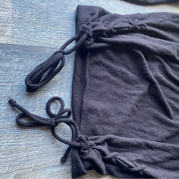 NWT CHASER Black Soft Leopard Floral Embroidered Side Tie Sweatshirt Size Medium - Picture 6 of 13